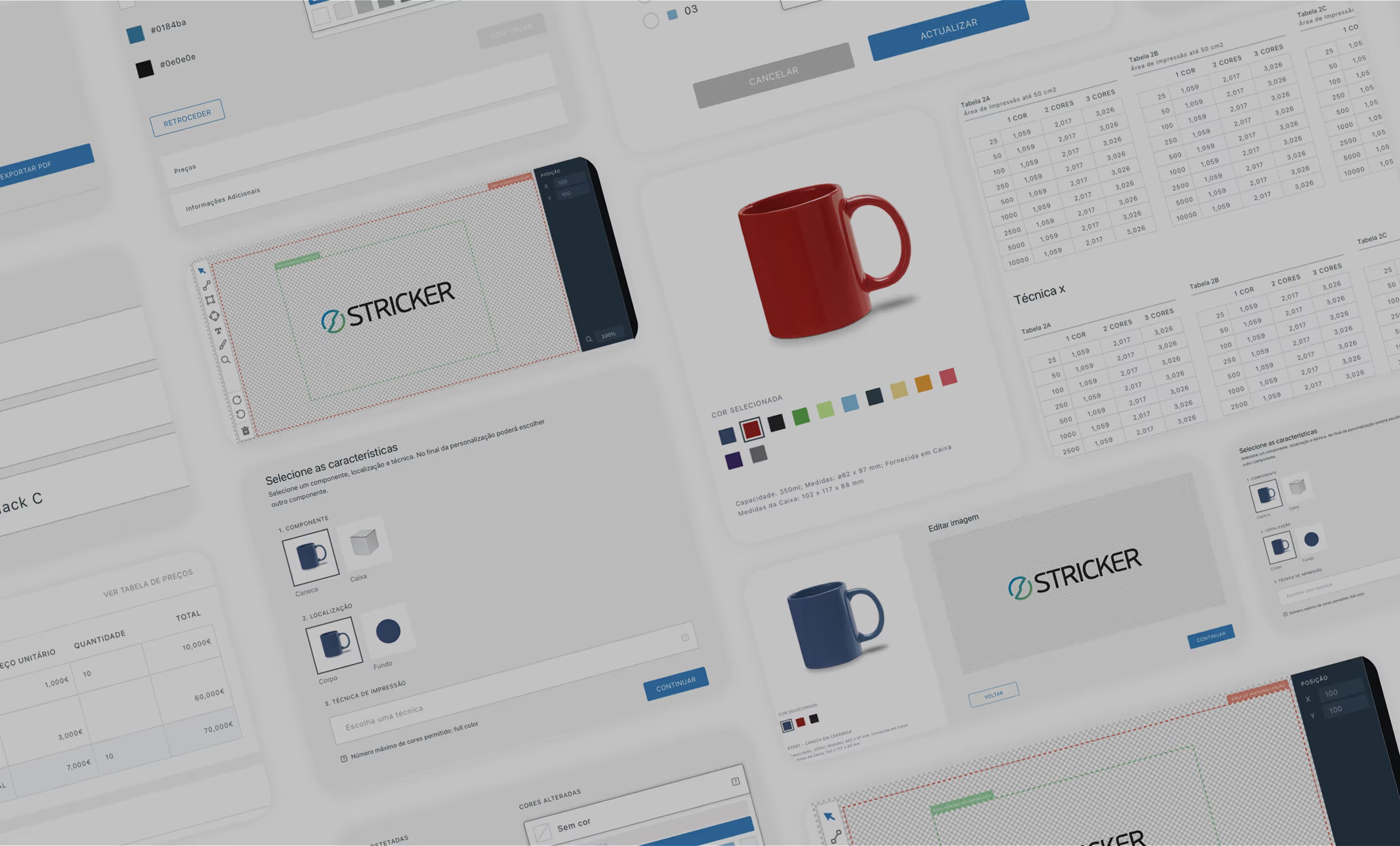 A showcase of multiple screens of the application
